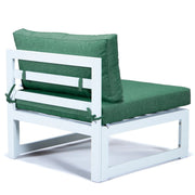 Chelsea 7-Piece Patio Sectional And Fire Pit Table In White Aluminum With Cushions - Elax Furniture