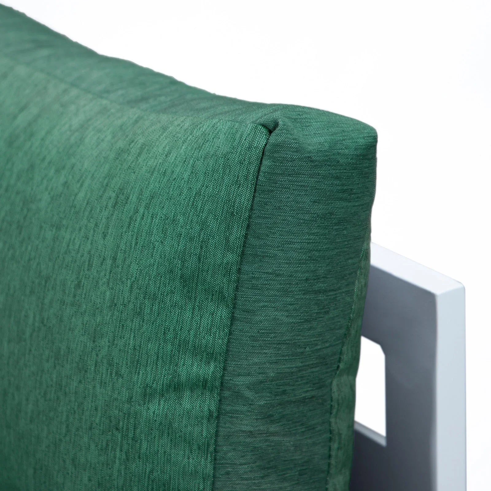 Chelsea 7-Piece Patio Sectional And Fire Pit Table In White Aluminum With Cushions - Elax Furniture