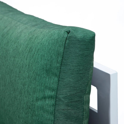 Chelsea 7-Piece Patio Sectional And Fire Pit Table In White Aluminum With Cushions - Elax Furniture