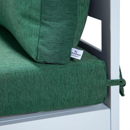 Chelsea 7-Piece Patio Sectional And Fire Pit Table In White Aluminum With Cushions - Elax Furniture