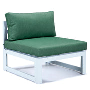 Chelsea 7-Piece Patio Sectional And Fire Pit Table In White Aluminum With Cushions - Elax Furniture