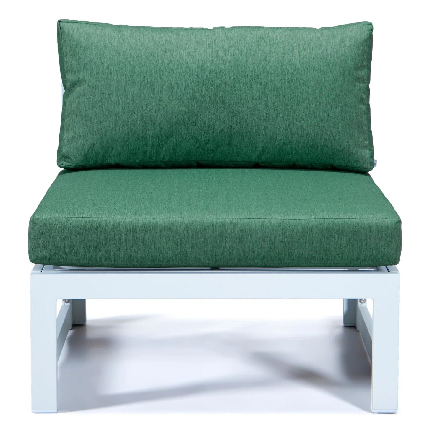 Chelsea 7-Piece Patio Sectional And Fire Pit Table In White Aluminum With Cushions - Elax Furniture