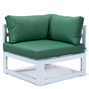 Chelsea 7-Piece Patio Sectional And Fire Pit Table In White Aluminum With Cushions - Elax Furniture