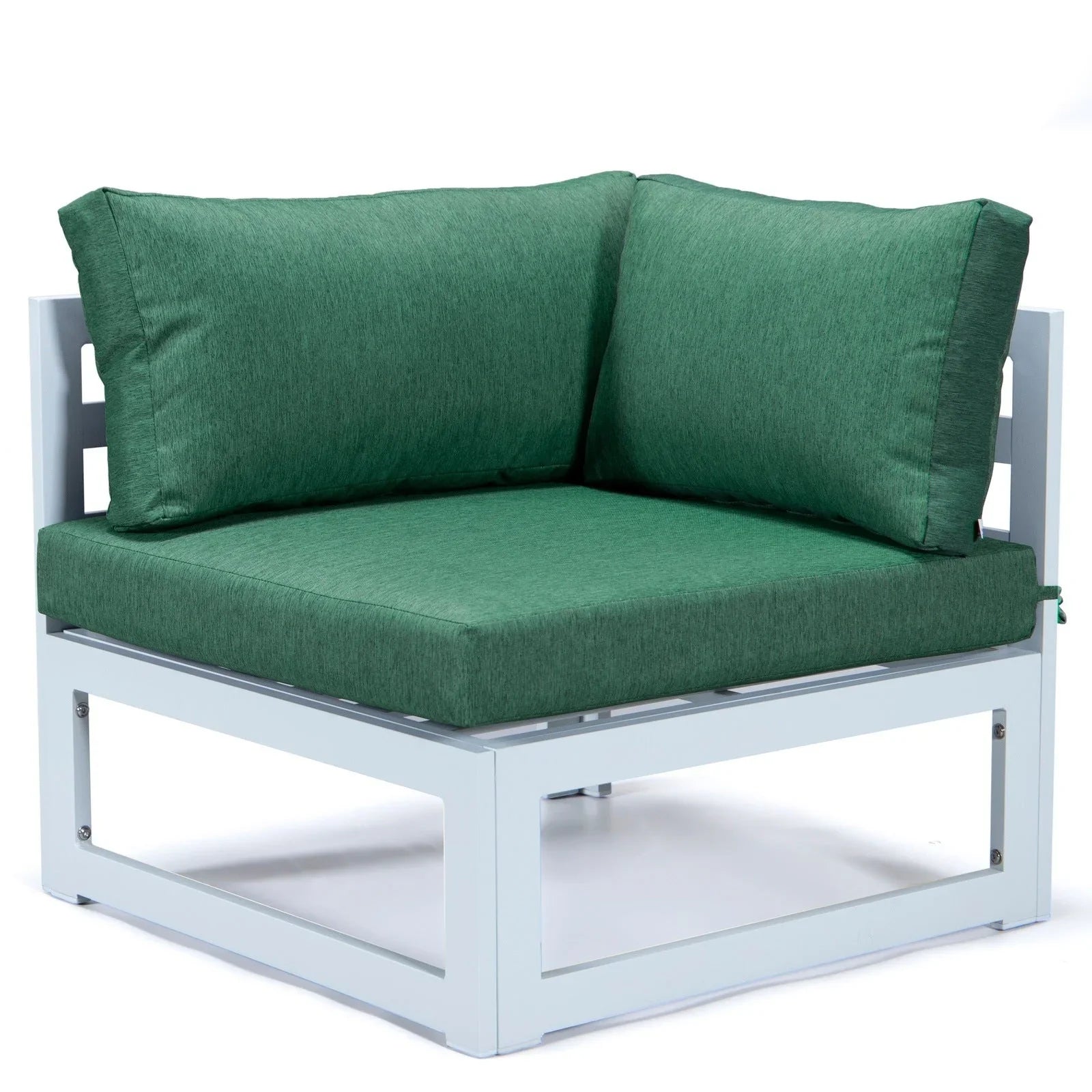 Chelsea 7-Piece Patio Sectional And Fire Pit Table In White Aluminum With Cushions - Elax Furniture