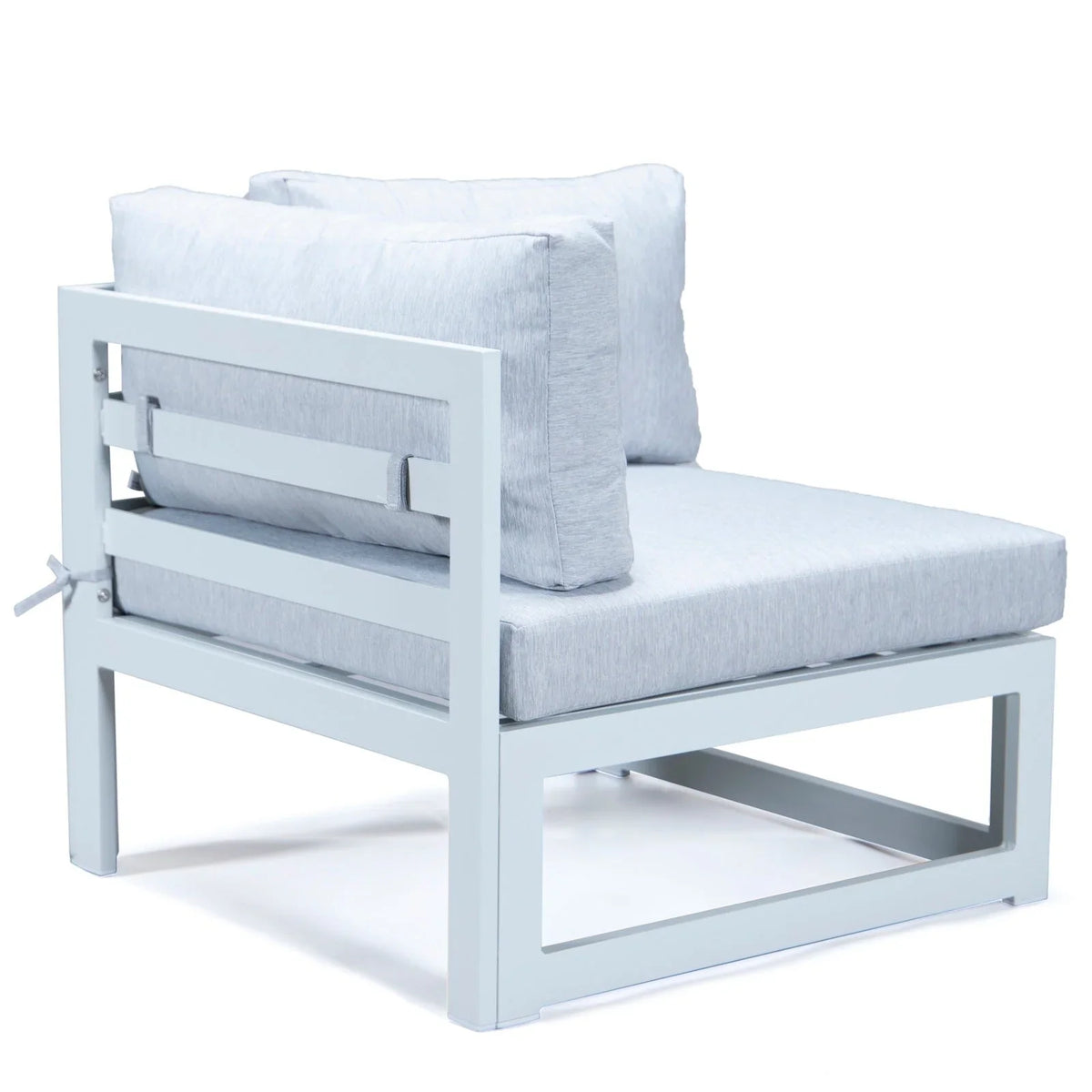 Chelsea 7-Piece Patio Sectional And Fire Pit Table In White Aluminum With Cushions - Elax Furniture