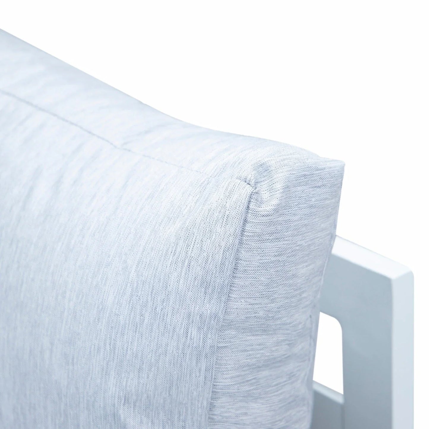 Chelsea 7-Piece Patio Sectional And Fire Pit Table In White Aluminum With Cushions - Elax Furniture