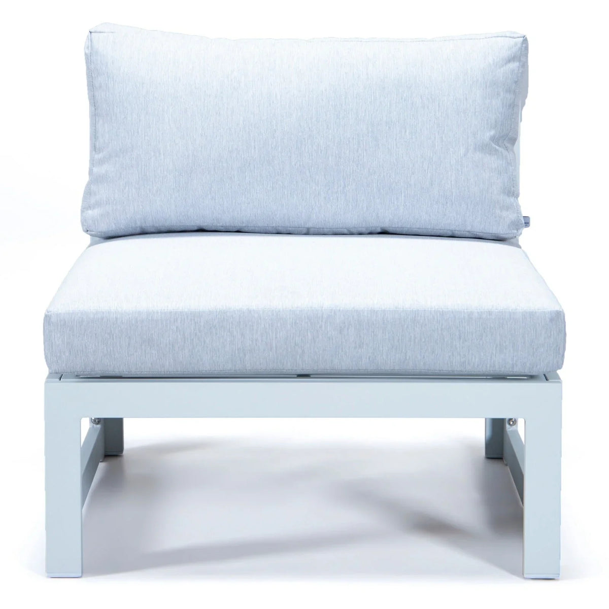 Chelsea 7-Piece Patio Sectional And Fire Pit Table In White Aluminum With Cushions - Elax Furniture