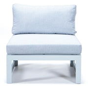 Chelsea 7-Piece Patio Sectional And Fire Pit Table In White Aluminum With Cushions - Elax Furniture
