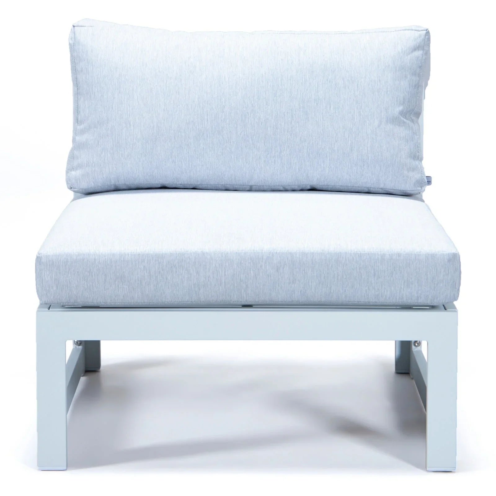 Chelsea 7-Piece Patio Sectional And Fire Pit Table In White Aluminum With Cushions - Elax Furniture