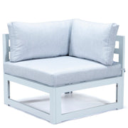 Chelsea 7-Piece Patio Sectional And Fire Pit Table In White Aluminum With Cushions - Elax Furniture