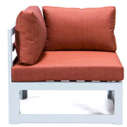 Chelsea 7-Piece Patio Sectional And Fire Pit Table In White Aluminum With Cushions - Elax Furniture