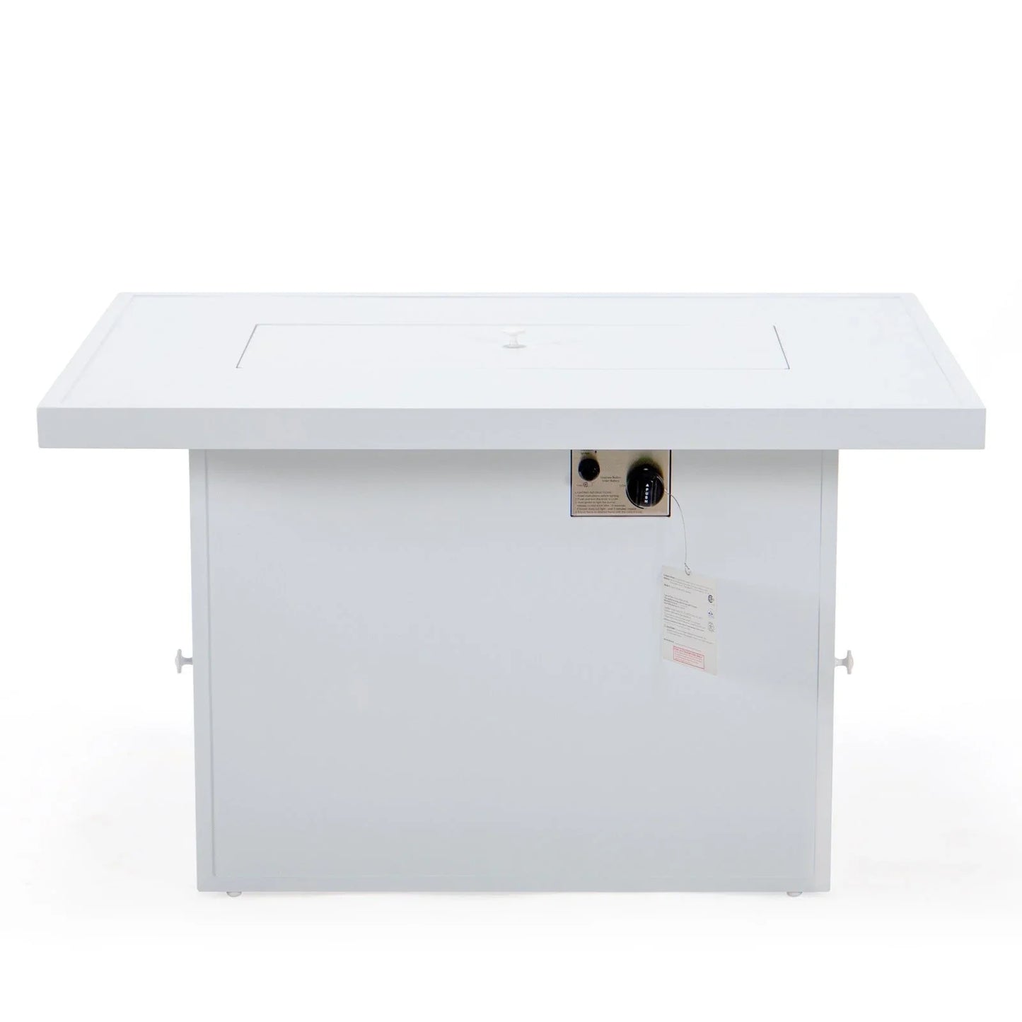 Chelsea 7-Piece Patio Sectional And Fire Pit Table In White Aluminum With Cushions - Elax Furniture