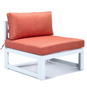 Chelsea 7-Piece Patio Sectional And Fire Pit Table In White Aluminum With Cushions - Elax Furniture
