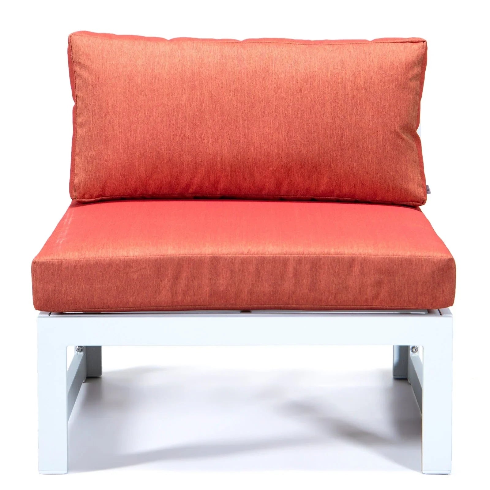 Chelsea 7-Piece Patio Sectional And Fire Pit Table In White Aluminum With Cushions - Elax Furniture