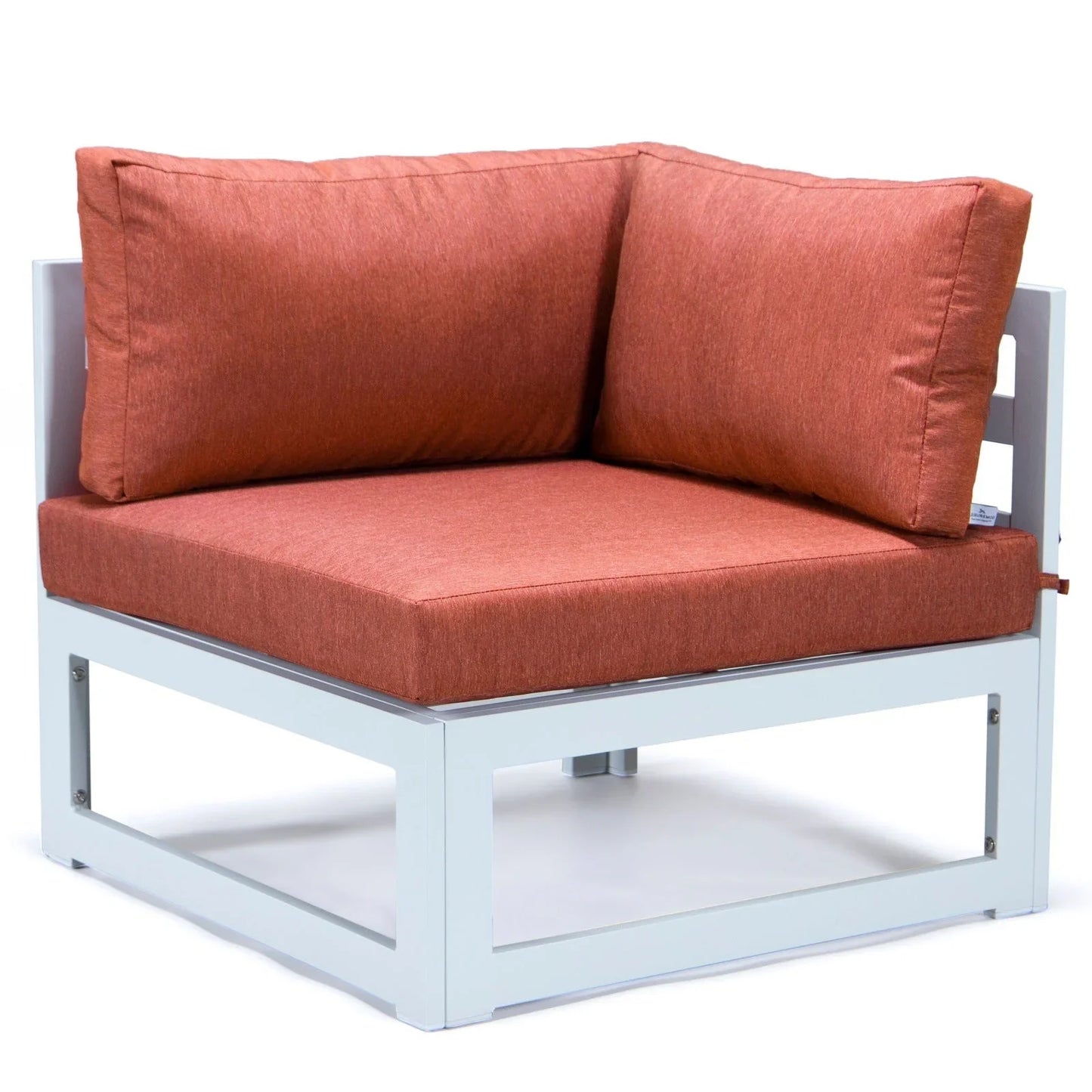 Chelsea 7-Piece Patio Sectional And Fire Pit Table In White Aluminum With Cushions - Elax Furniture