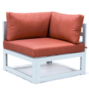 Chelsea 7-Piece Patio Sectional And Fire Pit Table In White Aluminum With Cushions - Elax Furniture
