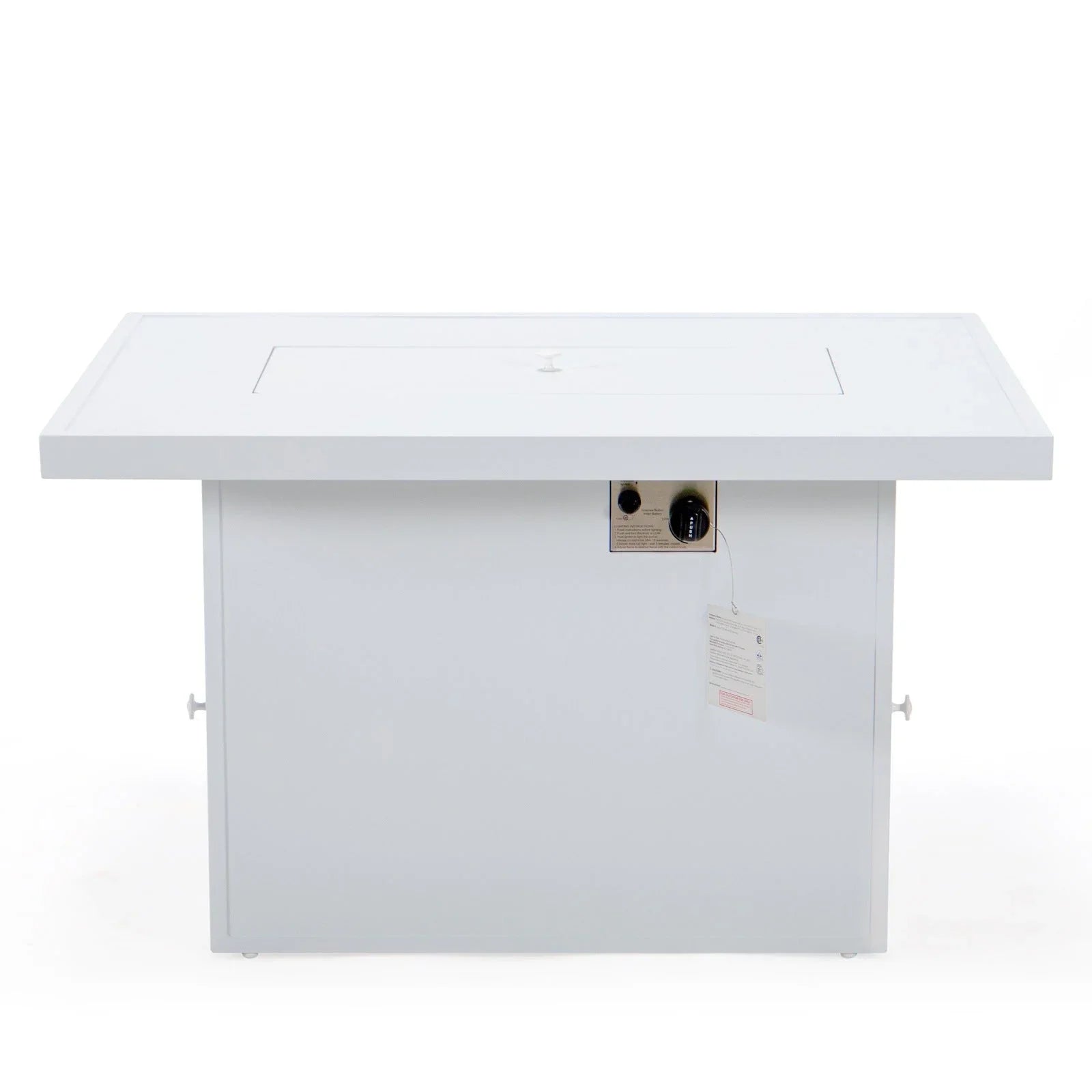 Chelsea 7-Piece Patio Sectional And Fire Pit Table In White Aluminum With Cushions - Elax Furniture