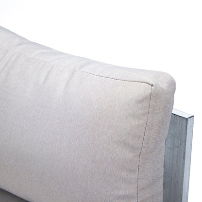 Chelsea 7-Piece Patio Sectional And Fire Pit Table In Weathered Grey Aluminum With Cushions - Elax Furniture