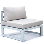 Chelsea 7-Piece Patio Sectional And Fire Pit Table In Weathered Grey Aluminum With Cushions - Elax Furniture