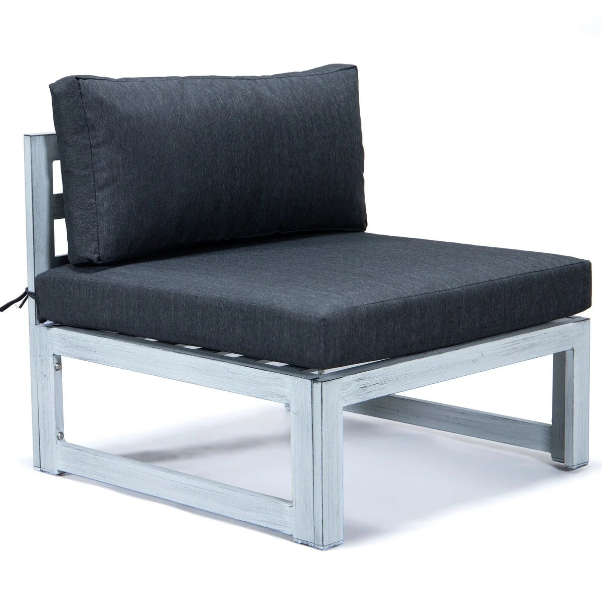 Chelsea 7-Piece Patio Sectional And Fire Pit Table In Weathered Grey Aluminum With Cushions - Elax Furniture