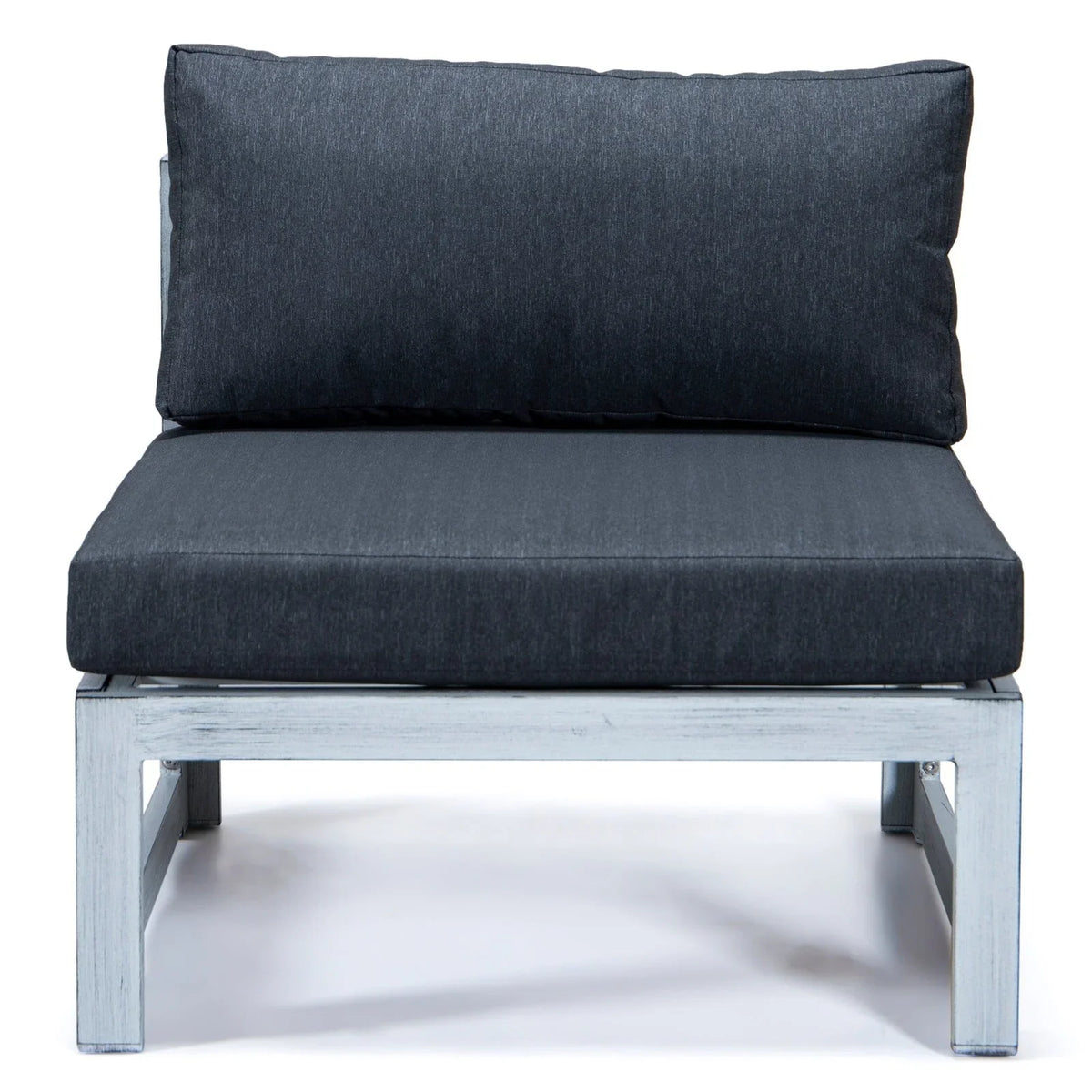 Chelsea 7-Piece Patio Sectional And Fire Pit Table In Weathered Grey Aluminum With Cushions - Elax Furniture