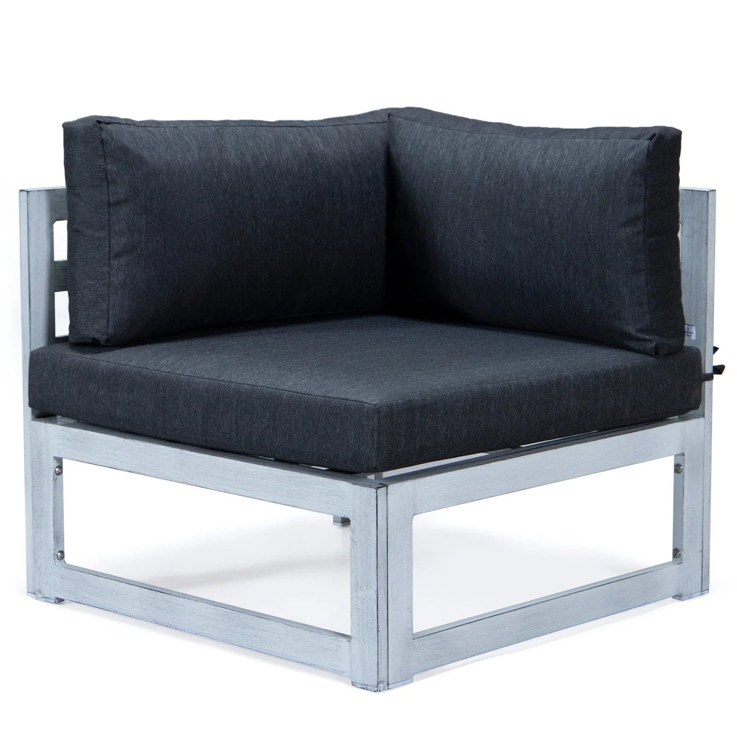 Chelsea 7-Piece Patio Sectional And Fire Pit Table In Weathered Grey Aluminum With Cushions - Elax Furniture