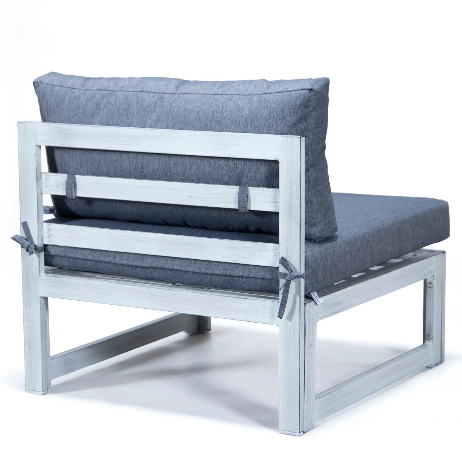 Chelsea 7-Piece Patio Sectional And Fire Pit Table In Weathered Grey Aluminum With Cushions - Elax Furniture