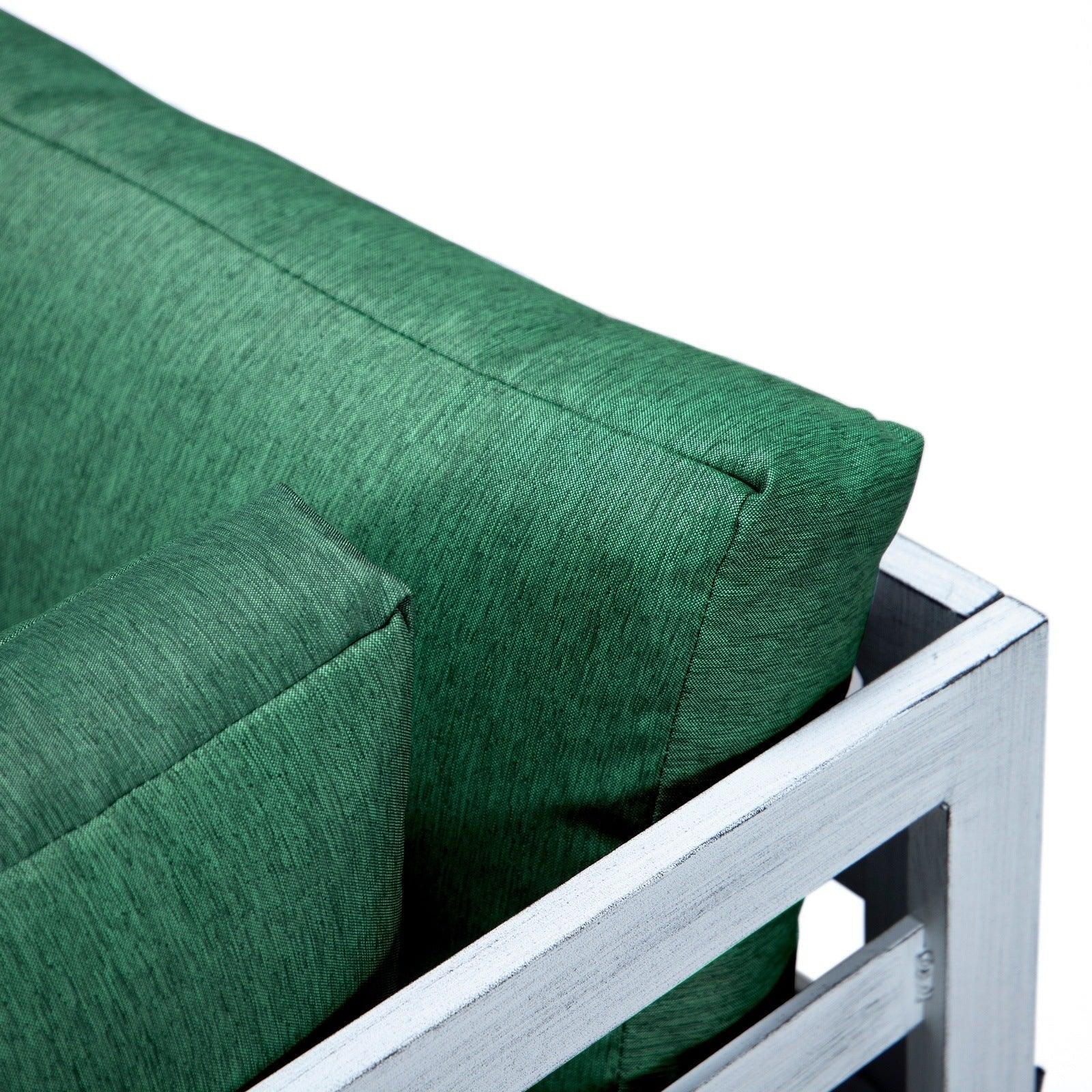 Chelsea 7-Piece Patio Sectional And Fire Pit Table In Weathered Grey Aluminum With Cushions - Elax Furniture