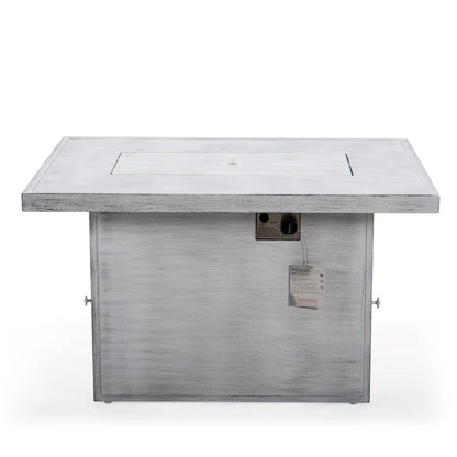 Chelsea 7-Piece Patio Sectional And Fire Pit Table In Weathered Grey Aluminum With Cushions - Elax Furniture