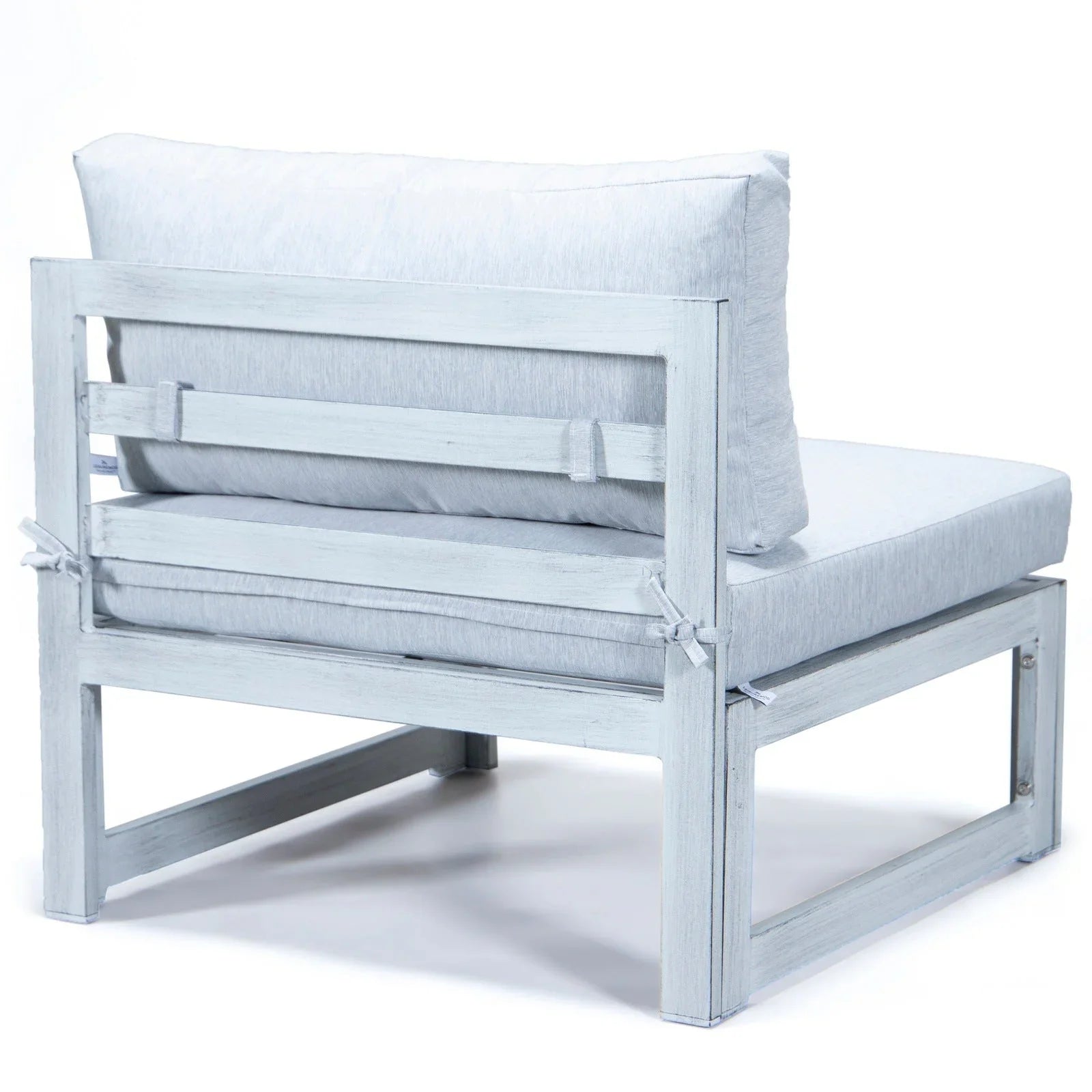 Chelsea 7-Piece Patio Sectional And Fire Pit Table In Weathered Grey Aluminum With Cushions - Elax Furniture