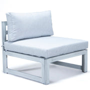 Chelsea 7-Piece Patio Sectional And Fire Pit Table In Weathered Grey Aluminum With Cushions - Elax Furniture