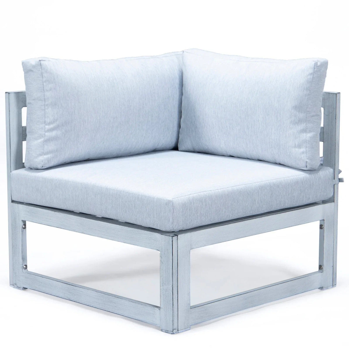Chelsea 7-Piece Patio Sectional And Fire Pit Table In Weathered Grey Aluminum With Cushions - Elax Furniture