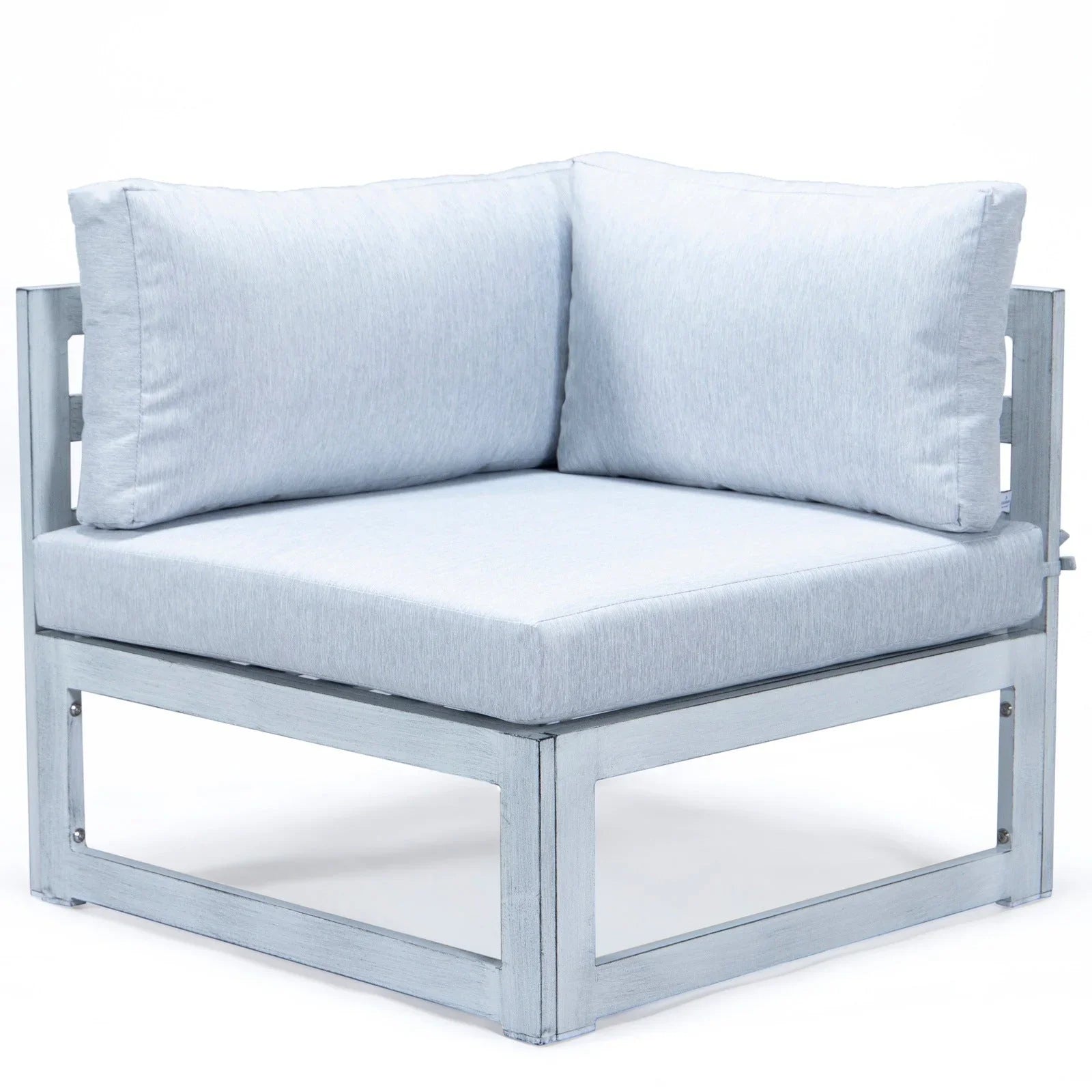 Chelsea 7-Piece Patio Sectional And Fire Pit Table In Weathered Grey Aluminum With Cushions - Elax Furniture