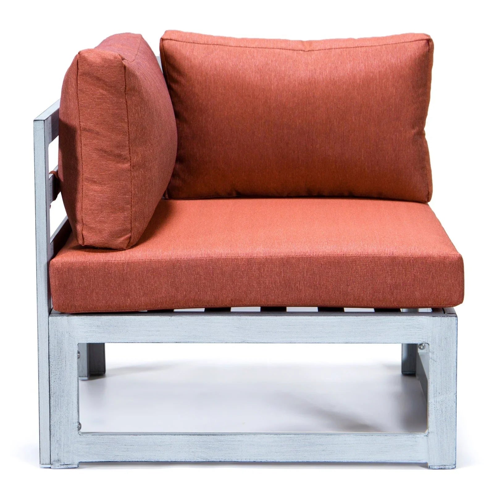 Chelsea 7-Piece Patio Sectional And Fire Pit Table In Weathered Grey Aluminum With Cushions - Elax Furniture