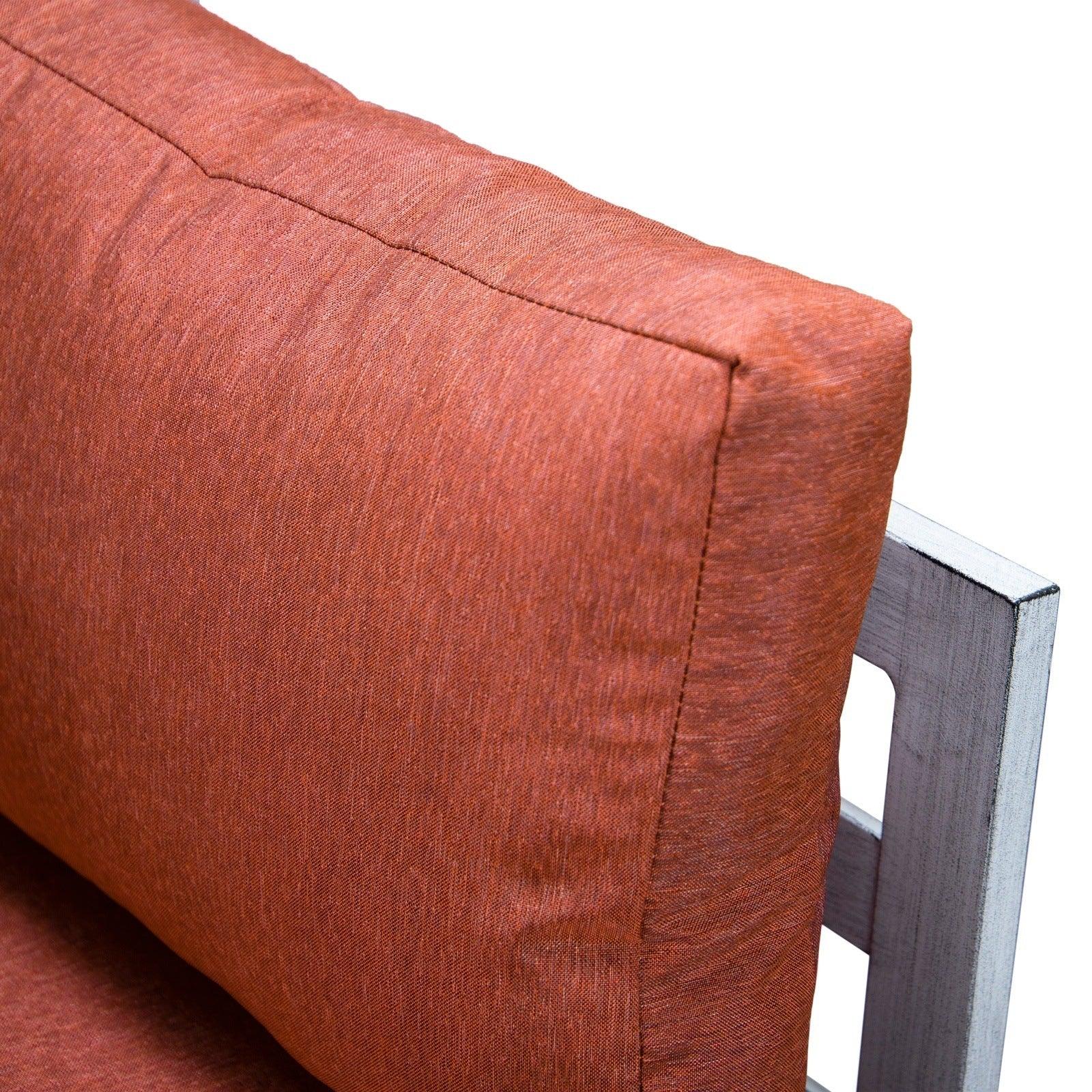 Chelsea 7-Piece Patio Sectional And Fire Pit Table In Weathered Grey Aluminum With Cushions - Elax Furniture