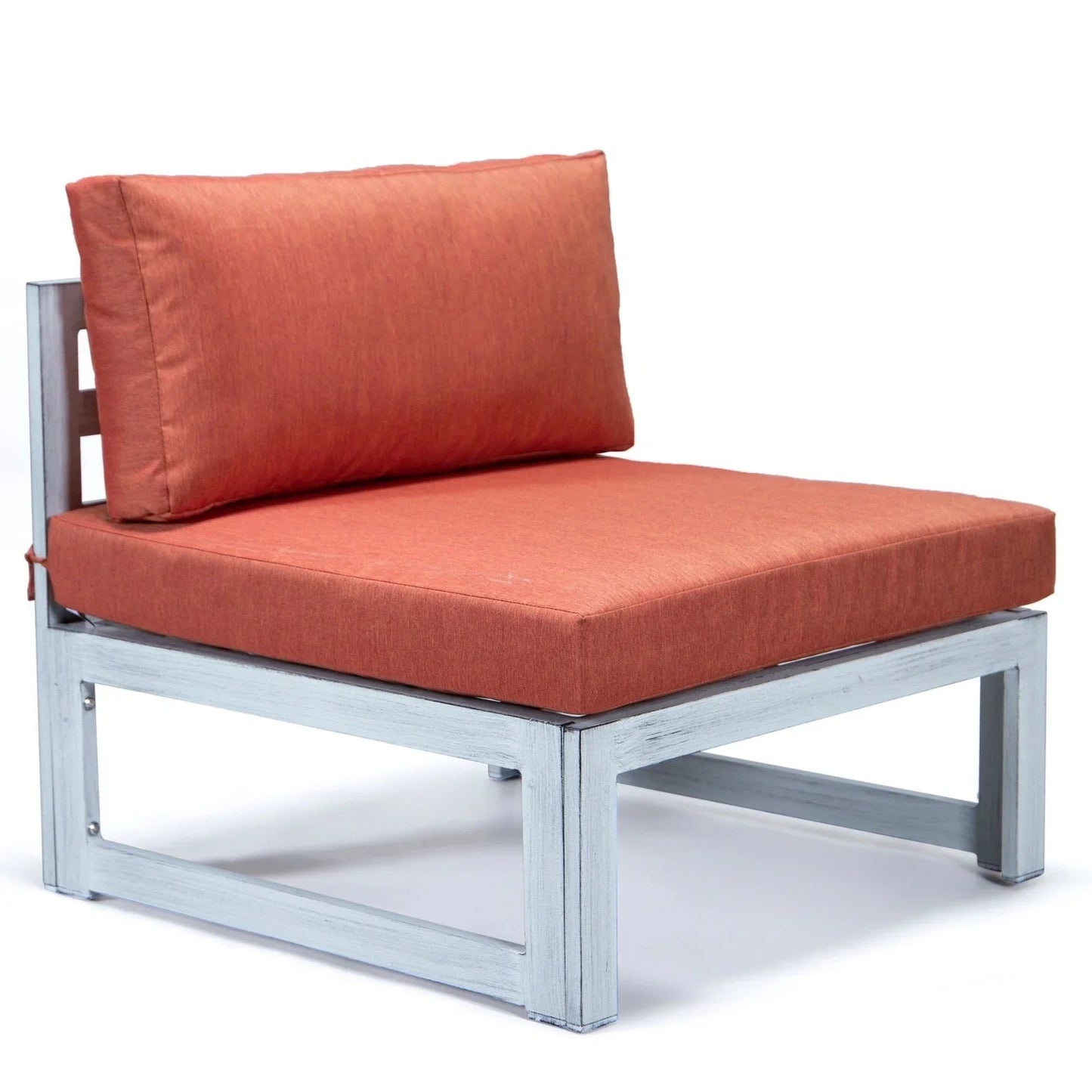 Chelsea 7-Piece Patio Sectional And Fire Pit Table In Weathered Grey Aluminum With Cushions - Elax Furniture