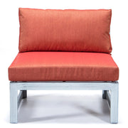 Chelsea 7-Piece Patio Sectional And Fire Pit Table In Weathered Grey Aluminum With Cushions - Elax Furniture