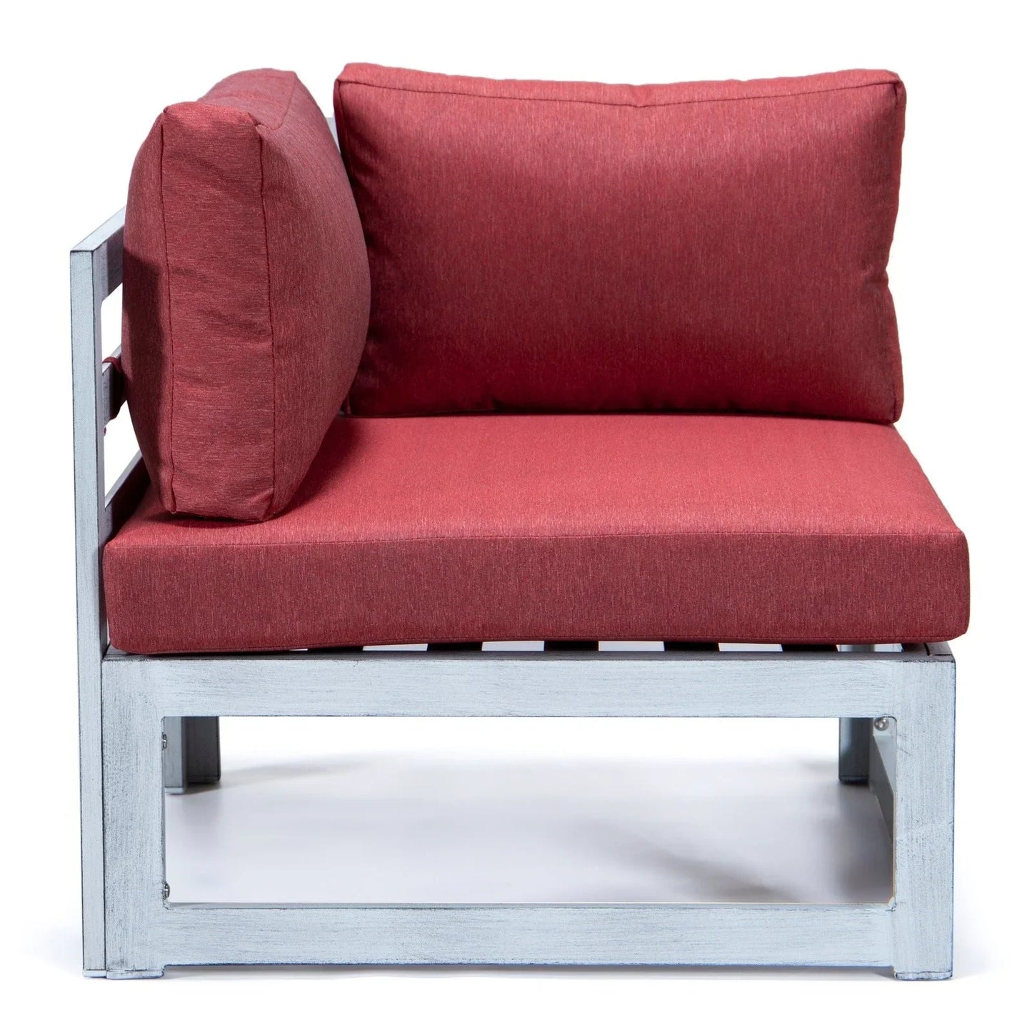 Chelsea 7-Piece Patio Sectional And Fire Pit Table In Weathered Grey Aluminum With Cushions - Elax Furniture