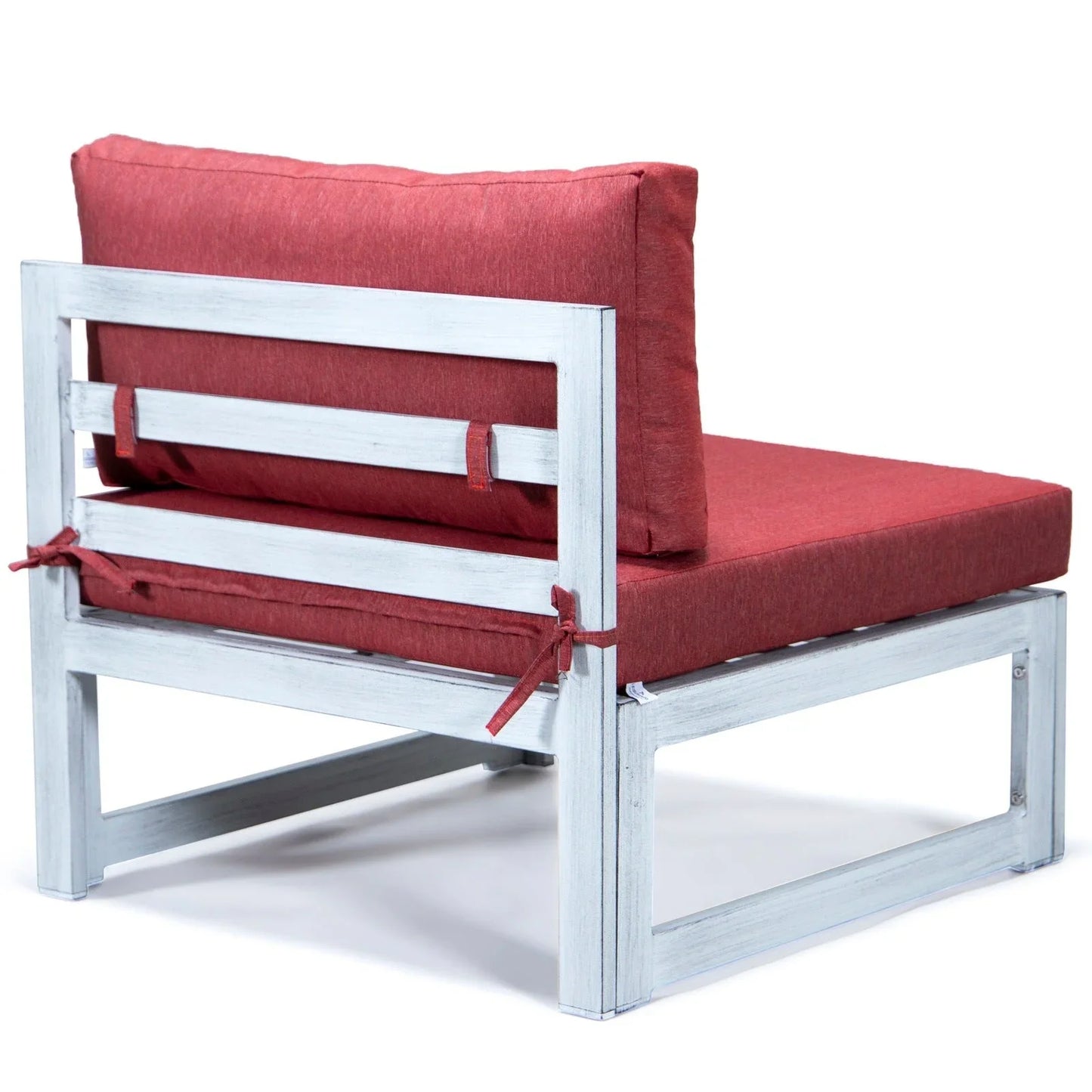 Chelsea 7-Piece Patio Sectional And Fire Pit Table In Weathered Grey Aluminum With Cushions - Elax Furniture