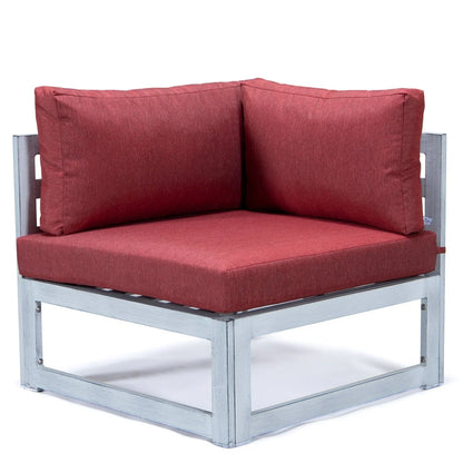 Chelsea 7-Piece Patio Sectional And Fire Pit Table In Weathered Grey Aluminum With Cushions - Elax Furniture