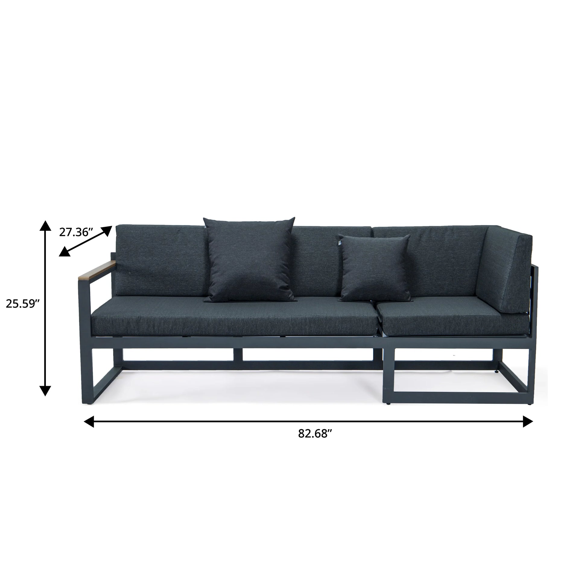 Chelsea 3-Seater Sofa in Black Frame with Cushions - Elax Furniture