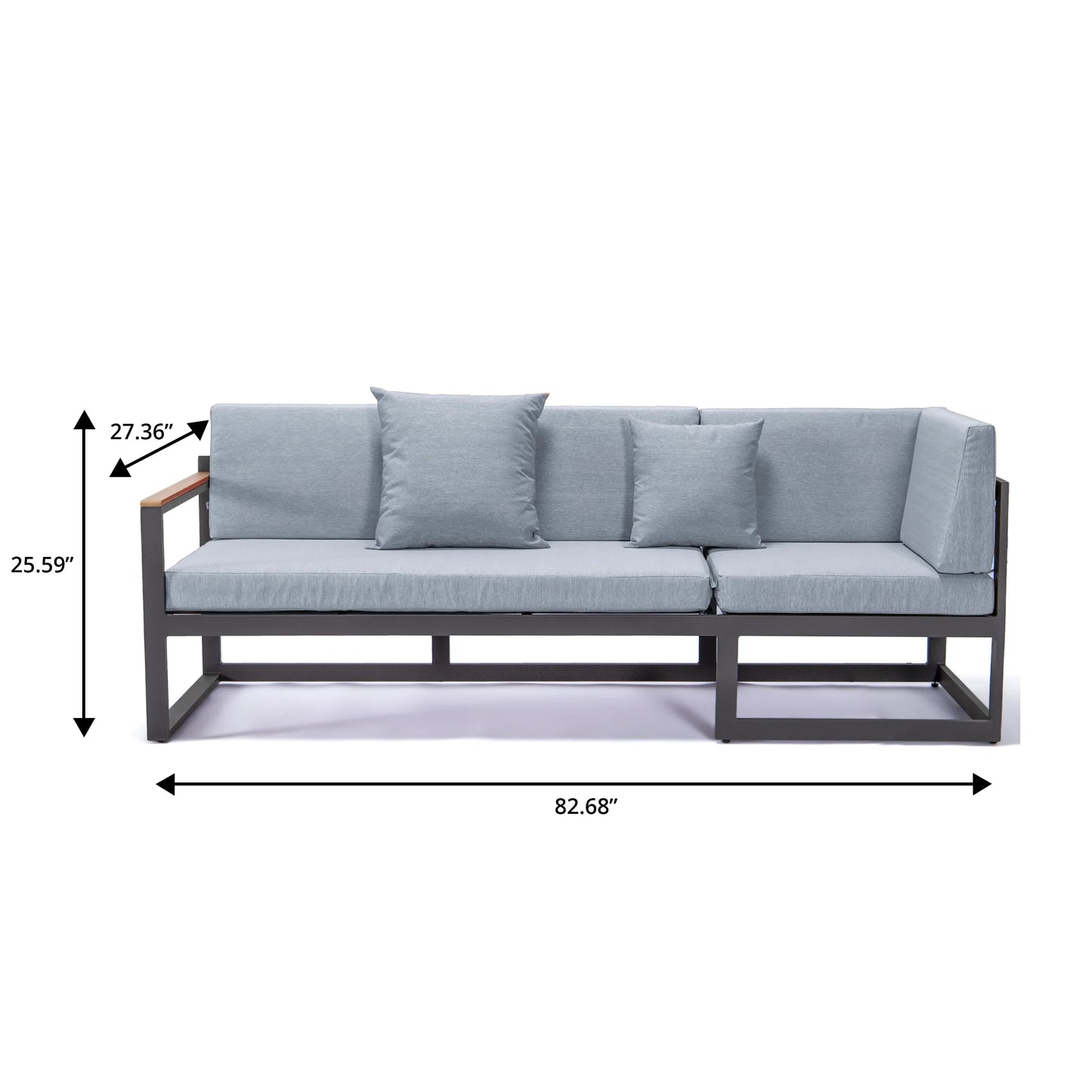 Chelsea 3-Seater Sofa in Black Frame with Cushions - Elax Furniture