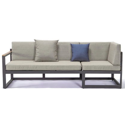 Chelsea Black Sectional With Adjustable Headrest & Coffee Table With Two Tone Cushions - Elax Furniture