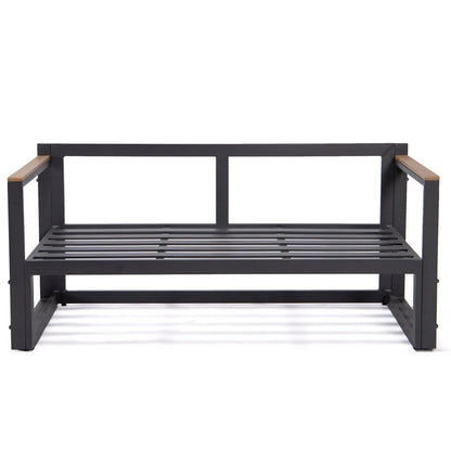 Chelsea Black Sectional With Adjustable Headrest & Coffee Table With Two Tone Cushions - Elax Furniture