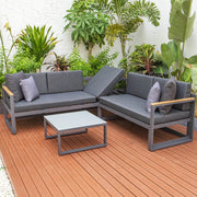 Chelsea Black Sectional With Adjustable Headrest & Coffee Table With Two Tone Cushions - Elax Furniture