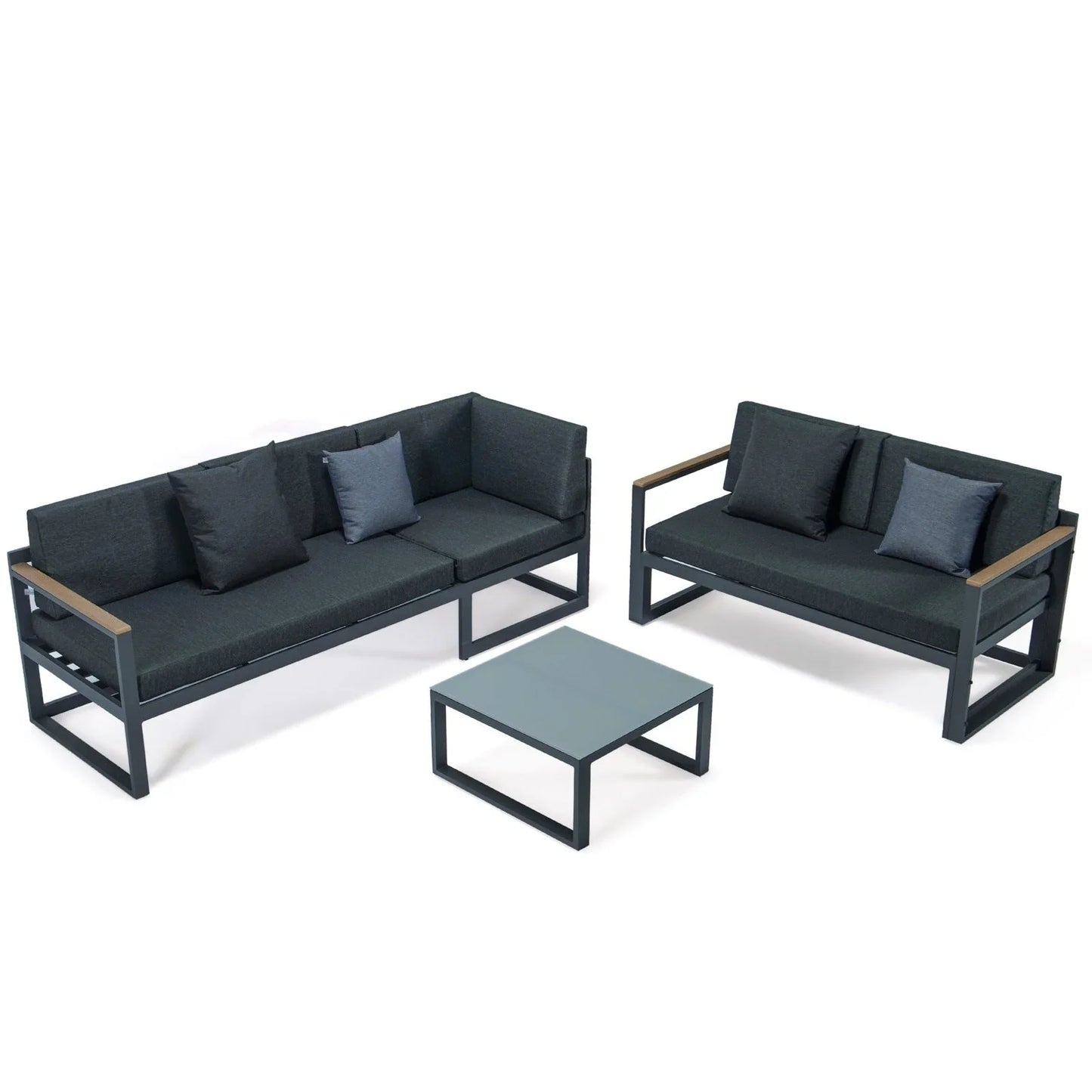 Chelsea Black Sectional With Adjustable Headrest & Coffee Table With Two Tone Cushions - Elax Furniture