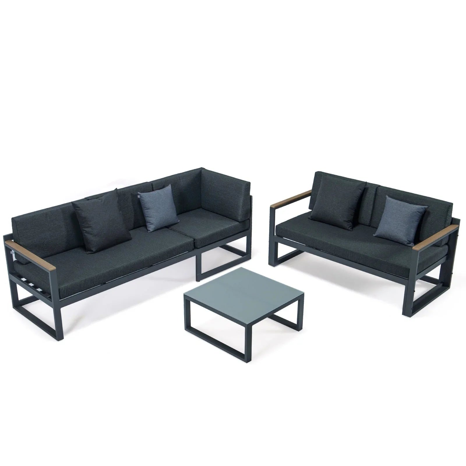 Chelsea Black Sectional With Adjustable Headrest & Coffee Table With Two Tone Cushions - Elax Furniture