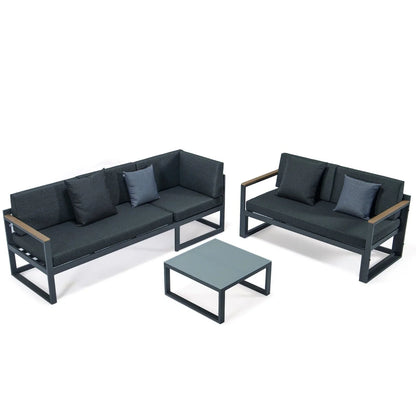 Chelsea Black Sectional With Adjustable Headrest & Coffee Table With Two Tone Cushions - Elax Furniture