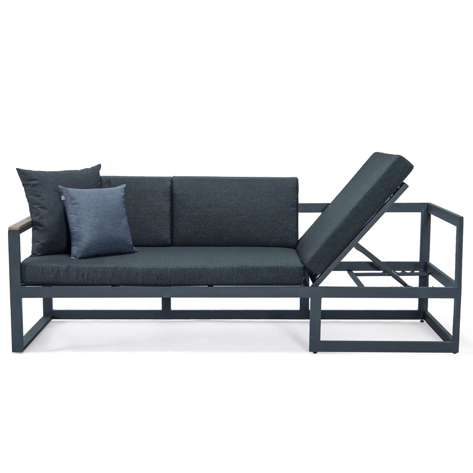 Chelsea Black Sectional With Adjustable Headrest & Coffee Table With Two Tone Cushions - Elax Furniture