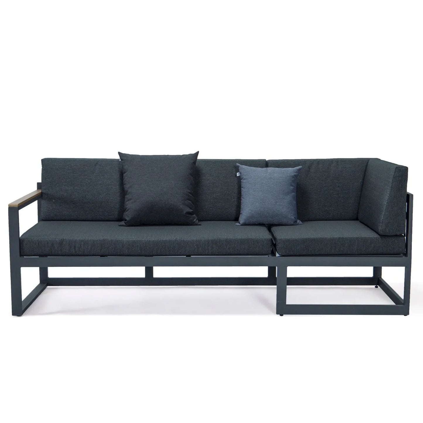Chelsea Black Sectional With Adjustable Headrest & Coffee Table With Two Tone Cushions - Elax Furniture